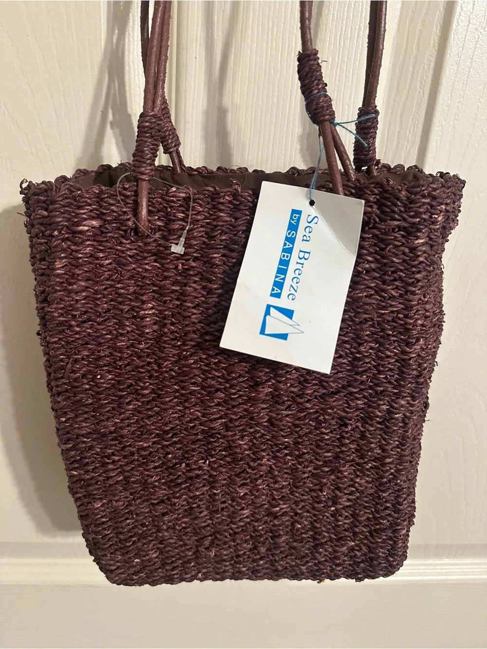 Sea Breeze by Sabina Woven Shoulder Tote Bag in Deep Brown Handmade Material